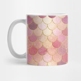 Rose Gold Shimmer & Gold Mermaid Scale Pattern Mug